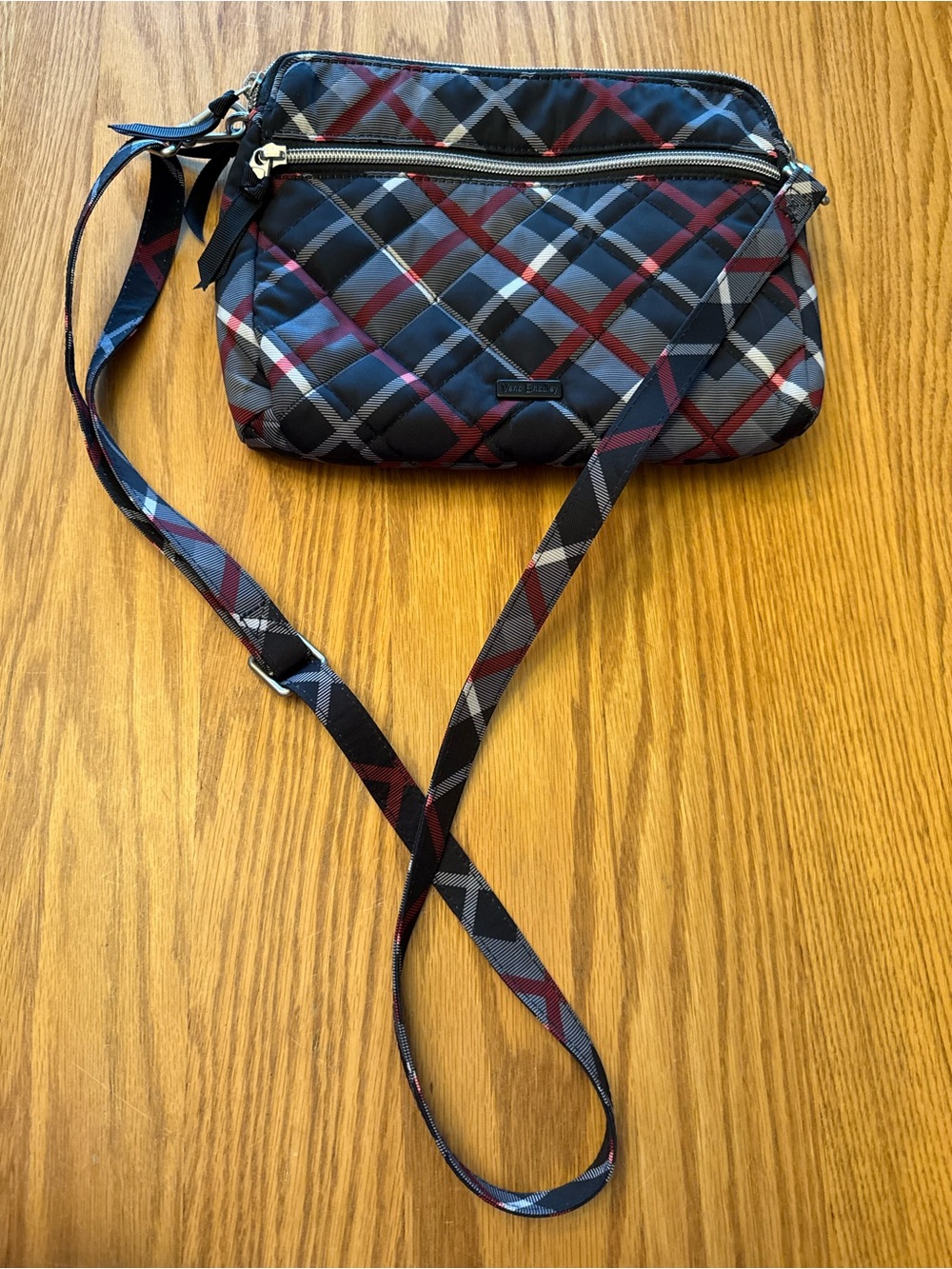 Plaid Vera Bradley Crossbody Bag in Black and Red